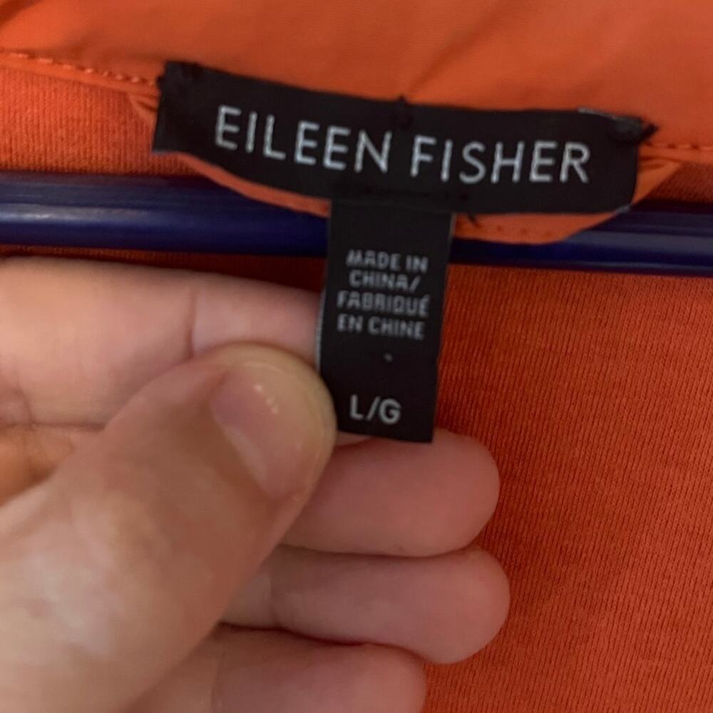 Women's Eileen Fisher Orange Organic Cotton Nylon Hooded Jacket Coat Sz Large - Picture 5 of 7